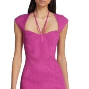 NWT Simkhai Women's Florence Ribbed Mini Bodycon Pink Dress, S